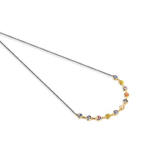 Minifiore Necklace in Silver Vermeil, Dark Silver and Murano Glass