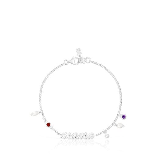 Silver Mama Bracelet with cultured pearls and gemstones TOUS Mama