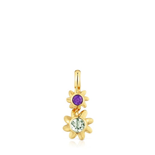 Pendant with 18kt gold plating over silver, amethyst and prasiolite Galia