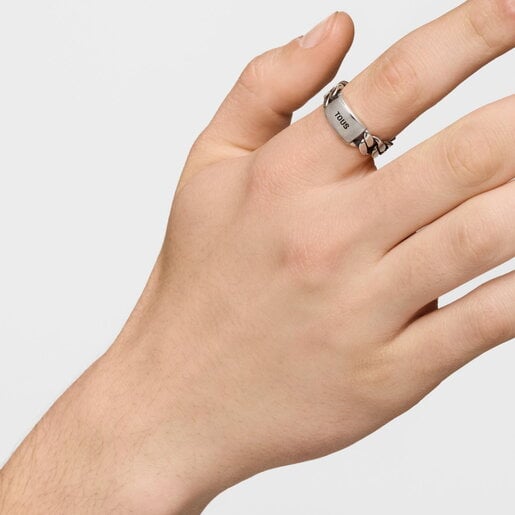 7 mm silver chain Ring TOUS Man