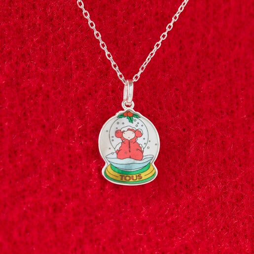 Silver Xmas Collection snow ball Pendant with mother-of-pearl  