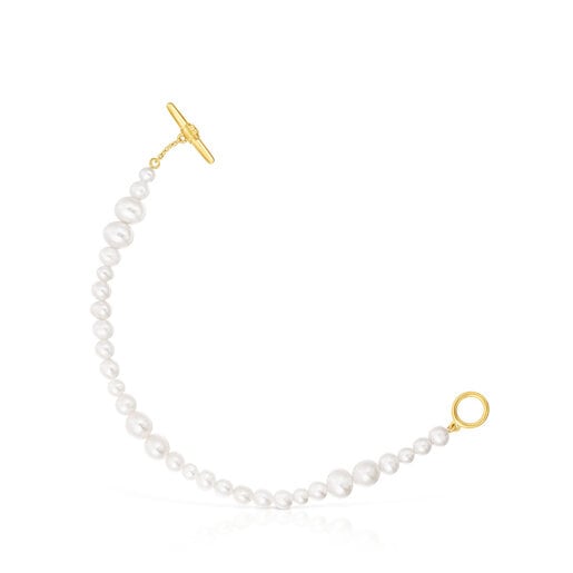 Cultured pearl Lure Bracelet with silver vermeil