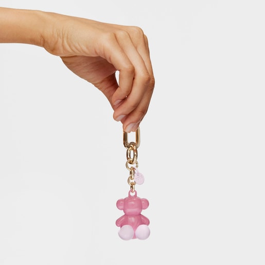 Pinkfarbener Metall-Schlüsselanhänger Bold Bear