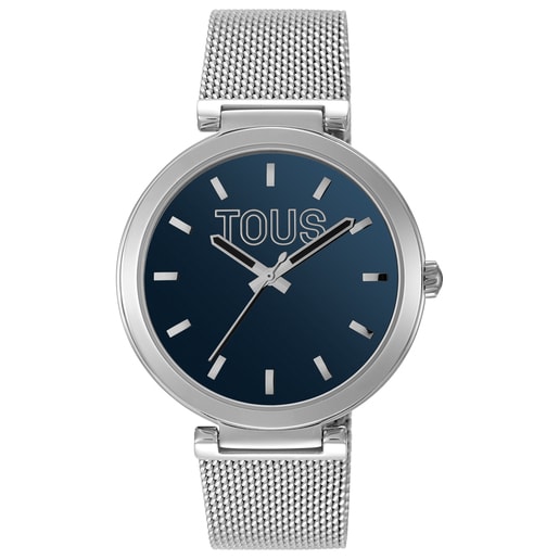 Montre analogique avec cadran bleu et bracelet en acier S-Mesh Mirror
