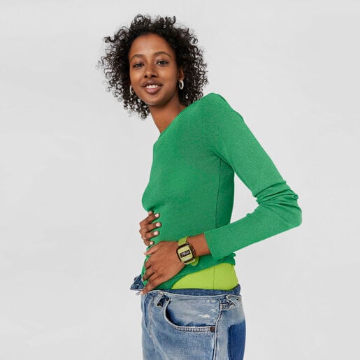 שעון דיגיטלי D-Logo Fresh מפוליקרבונט עם רצועת סיליקון בצבע ירוק