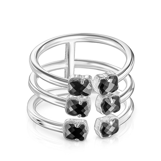 Mini Onix triple Ring in Silver with Onyx