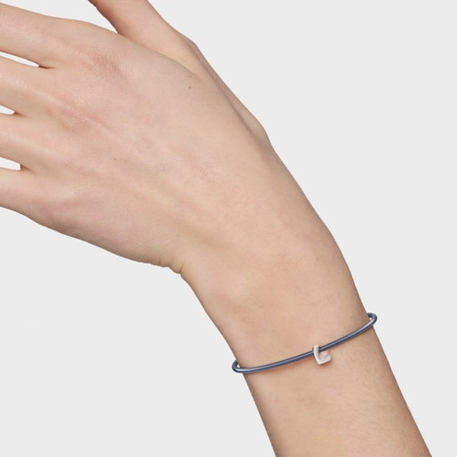 Charm TOUS Mesh Tube de plata letra L 7 mm