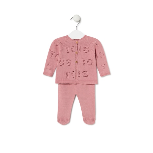 Knitted baby set in Tricot TOUS logo pink