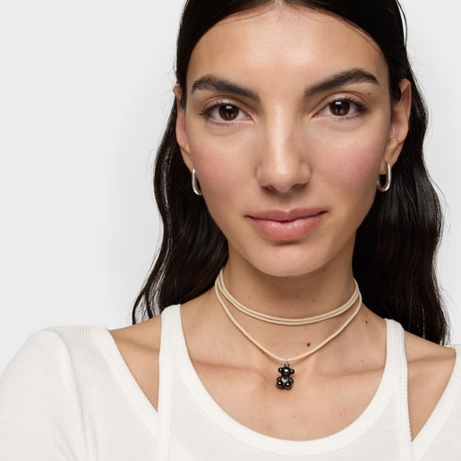 Collar largo de plata en color beige TOUS Basics