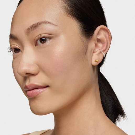 Gold-colored steel bow Ear piercing TOUS Ribbon