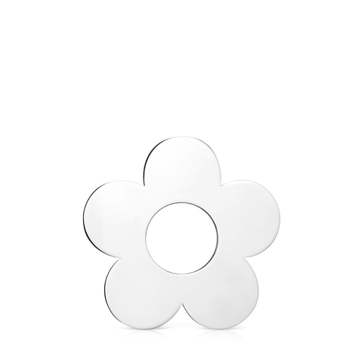 Large Hold Metal Silver Flower Pendant