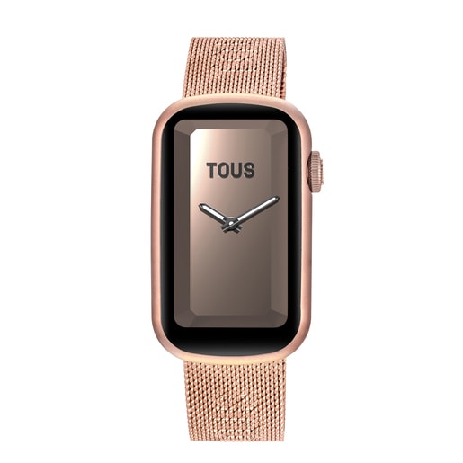 TOUS T-Band Mesh smartwatch with rose-colored IPRG steel bracelet and aluminum case in rose-colored IPRG
