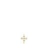 Small gold Cross hoop earring with diamonds Les Classiques