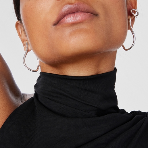 Boucles d’oreilles anneaux en argent ondulation New Hav
