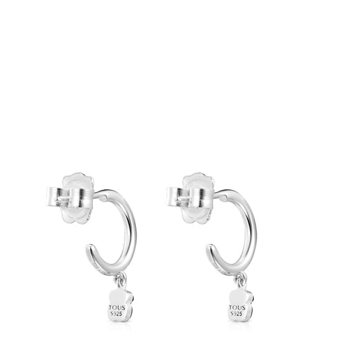 TOUS Mini Onix Earrings in Silver with Onyx 1,3cm.