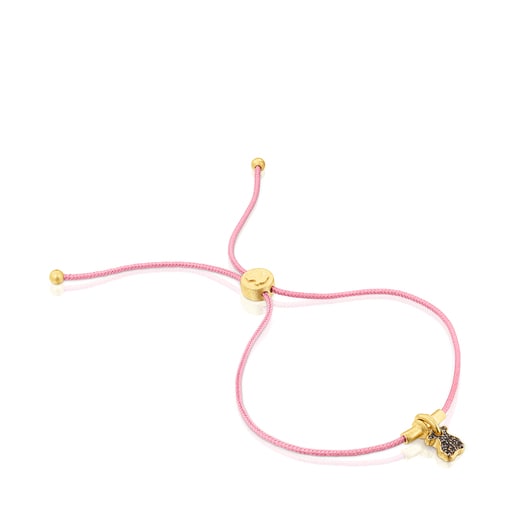 Pulsera de cordón oso con baño de oro 18 kt sobre plata y cuarzo Luah