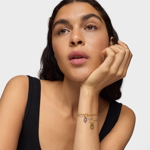 תליון חמסה Medallions מזהב 14 קראט בשילוב אבן איולייט