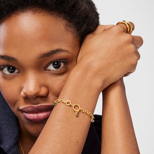 Браслет Luah из вермеля с сапфирами и кварцем