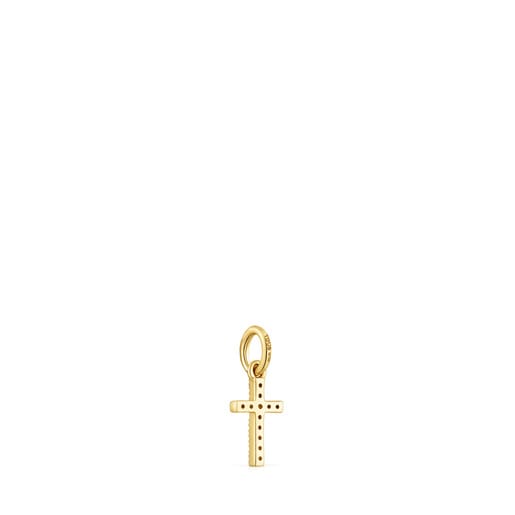 Mały wisiorek z białego złota i diamentów w kształcie krzyża Basics