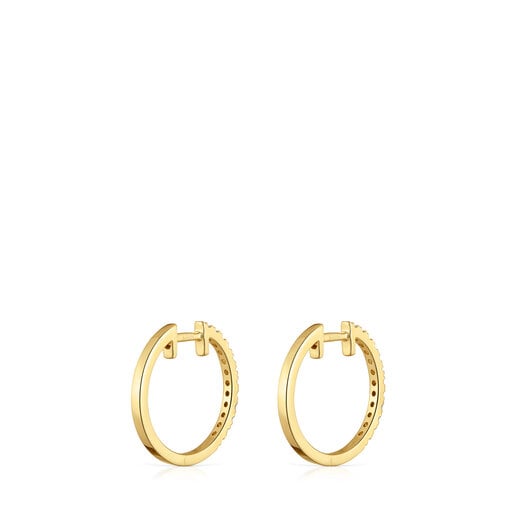 Boucles d’oreilles anneau en or avec diamants courtes de 12,5 mm Les Classiques