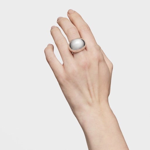 Wide silver Dome ring Warm