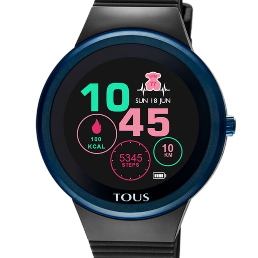 Rellotge smartwatch Rond Connect d'acer IP blau amb corretja de silicona negra