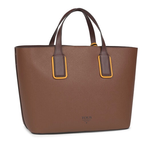 Small brown and mustard colored TOUS Essential Tote bag