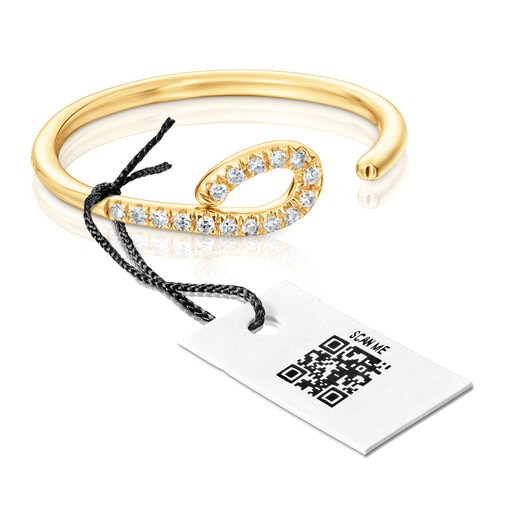 0.06ctダイヤモンド付きゴールドのBentオープンリング