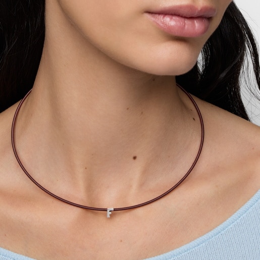 7 mm silver letter F Charm TOUS Mesh Tube