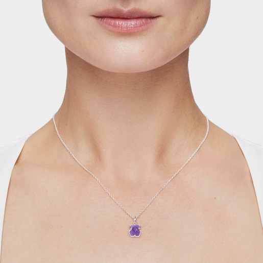 Silver and Amethyst Icon Color Necklace