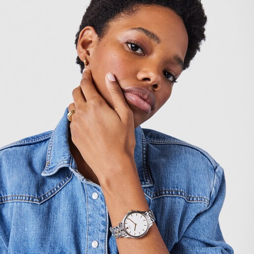 Reloj analógico Mini Icon bicolor acero/IP dorado