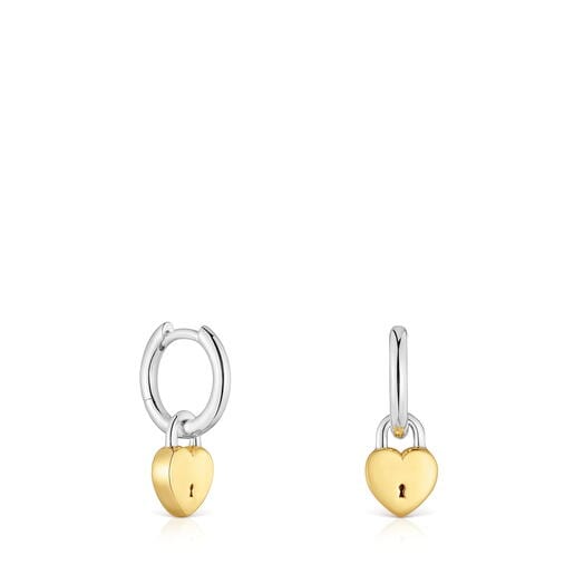 Two-tone heart padlock Hoop earrings TOUS Unlock