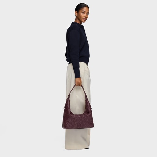 Large burgundy Shoulder bag TOUS Puffy Bear