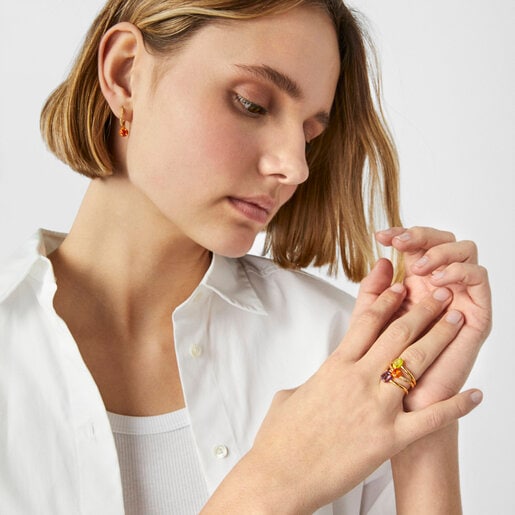 TOUS Vibrant Colors Ring with amethyst and enamel