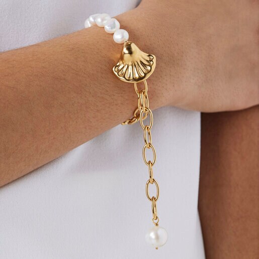 Silver Vermeil Oceaan shell Bracelet with pearls