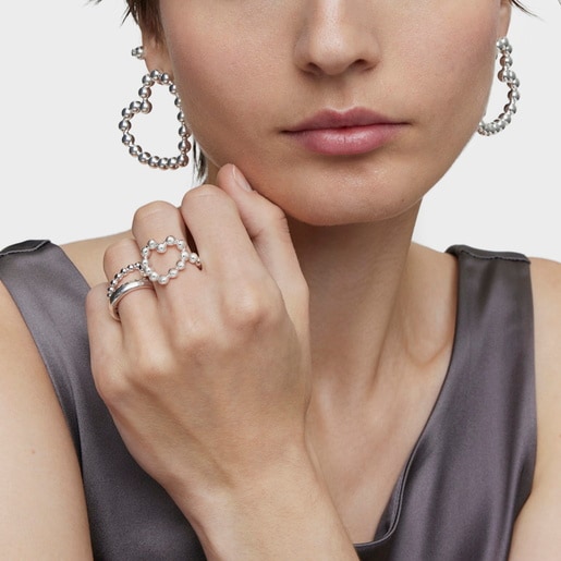 Large silver heart Ring Sugar Party