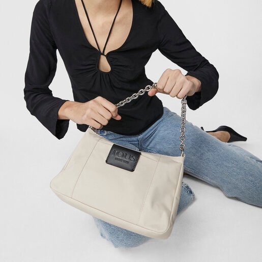 Бежевая сумка-кроссбоди на цепочке TOUS Empire Soft Chain cреднего размера