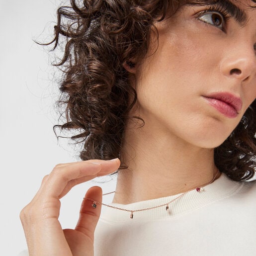 Колье Motif из розового вермеля со шпинелями, рубином и жемчугом