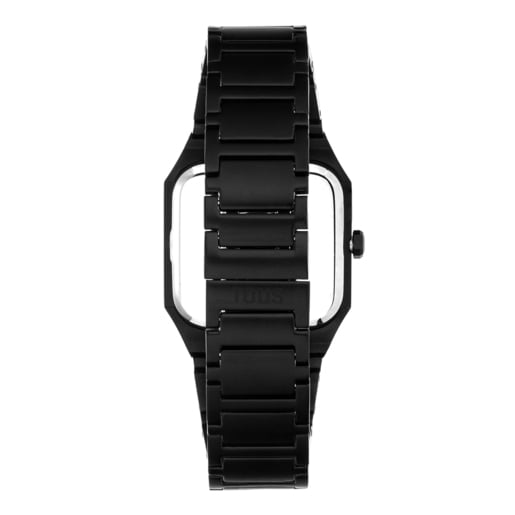 Αναλογικό ρολόι Karat Squared με μπρασελέ από αλουμίνιο σε μαύρο χρώμα και ζιργκόν