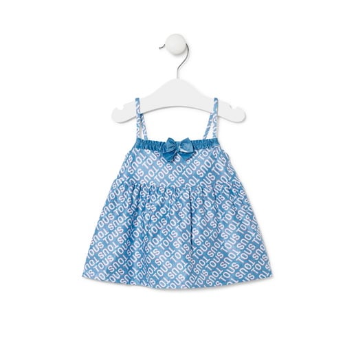 Vestido de tirantes de niña Logo azul