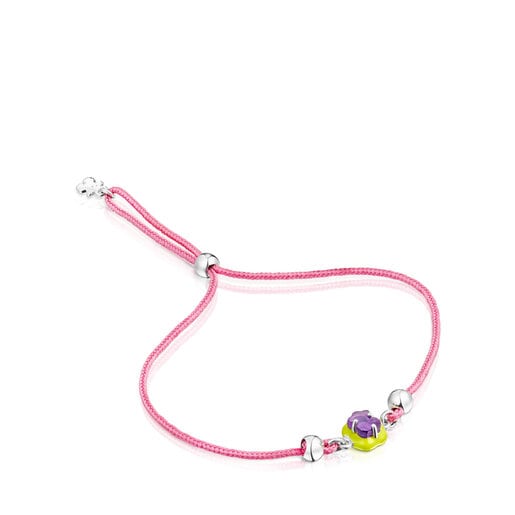 Bracelet TOUS Vibrant Colors en corde rose avec améthyste et émail