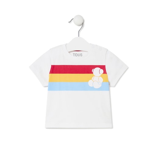 Bold Bear t-shirt with stripes in Casual white