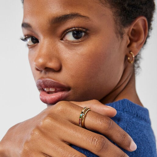 Silver Vermeil Straight Color Ring with Gemstones