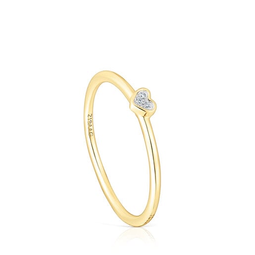 טבעת San Valentín מזהב בשילוב יהלומים ומוטיב לב