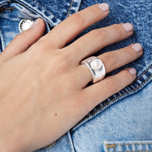 Silver Duna Ring with Pearl