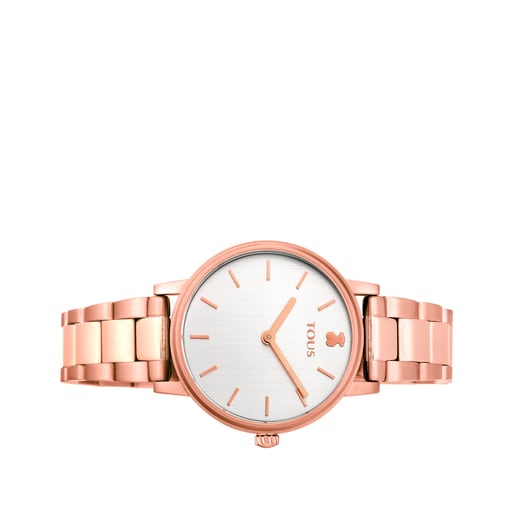 Pink IP steel Rond Color Watch with green-gradient zirconias