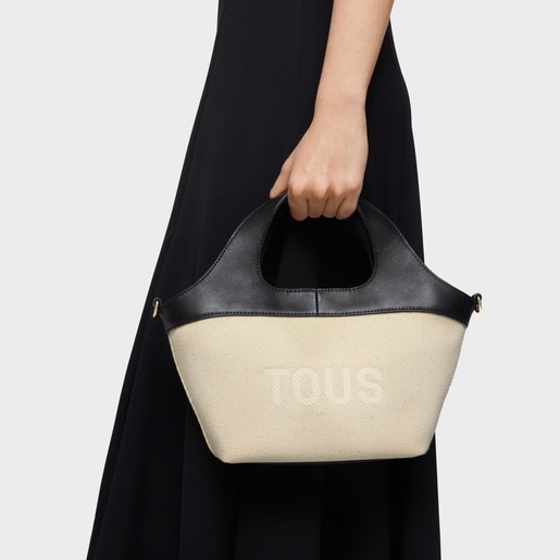 Cabas noir et beige petit TOUS Lirio Canvas