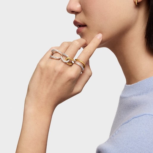 リング  Hav  バイカラー  　イエローゴールドコーティング　シルバー　