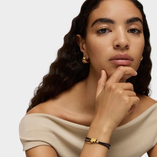 ブラックの伸縮性ブレスレット Sweet Dolls