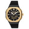 Reloj analógico/digital de acero dorado y brazalete de nylon negro Bet